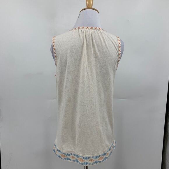 Sundance Tank Top Womens XS Extra Small Beige Cotton Pleated Boho Embroidered - Picture 5 of 10